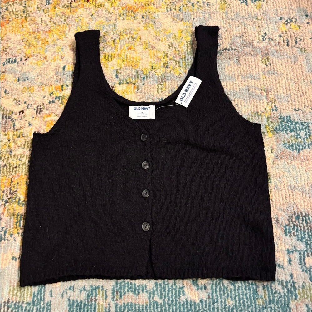 Old Navy Button-Front Black Tank Top
